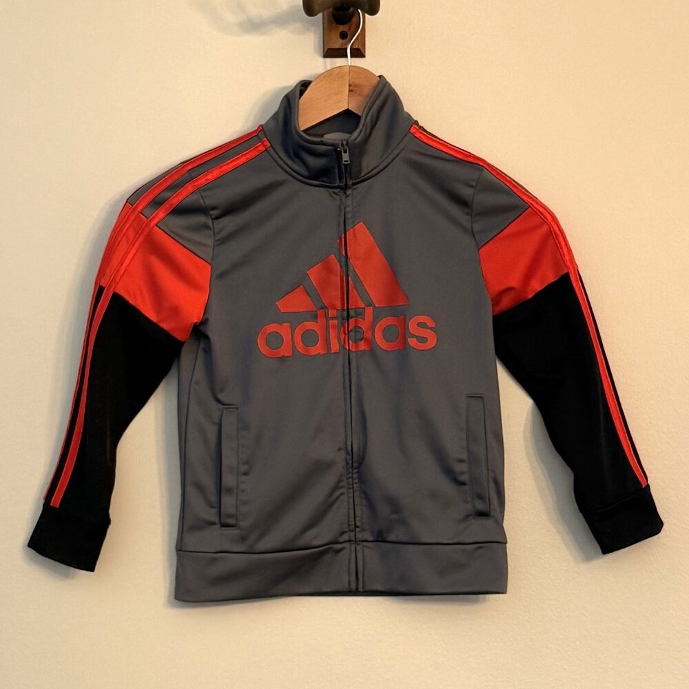 Adidas Grey and Red Full Zip Jacket